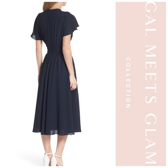 Gal Meets Glam Jane Tie Waist Midi Dress - Navy - Picture 5 of 8